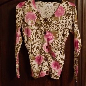 Adorable animal print and floral sweater large